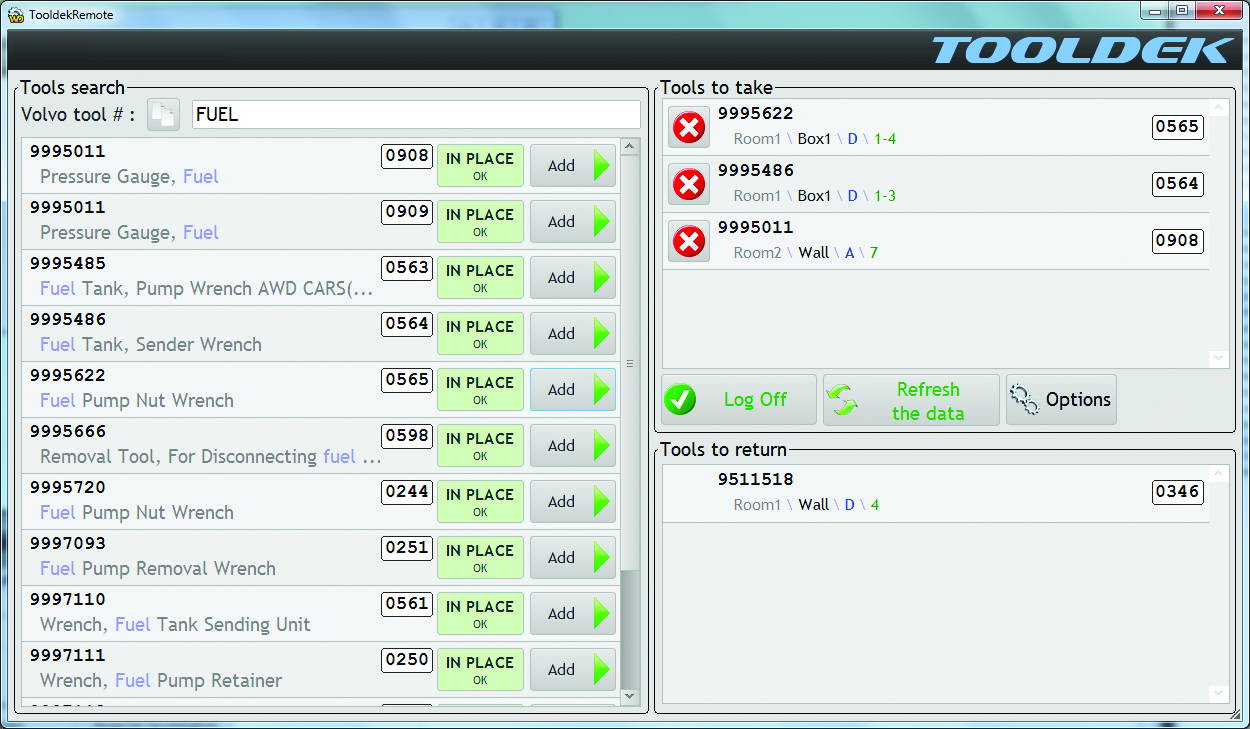 Tooldek Kiosk Main Screen